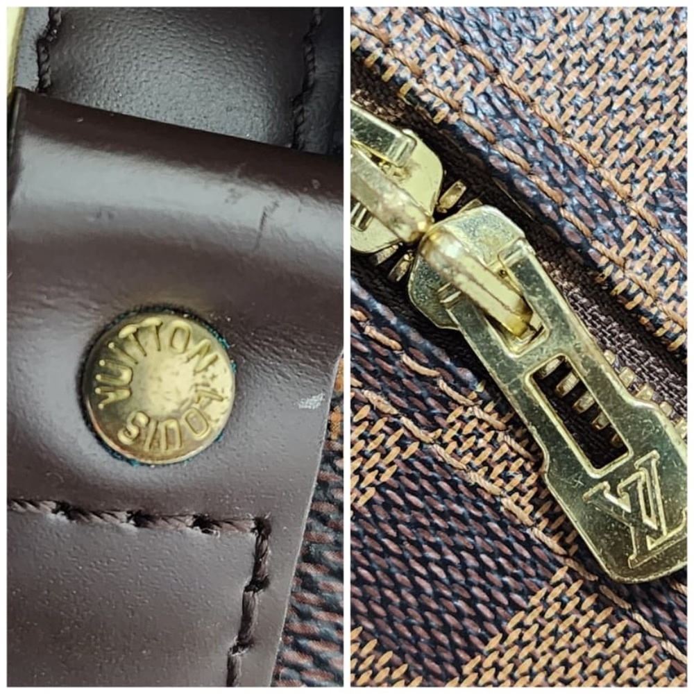 Authentic LOUIS VUITTON Damier Ebene Canvas Speedy Bandouliere 35 Bag Brown - Picture 10 of 12